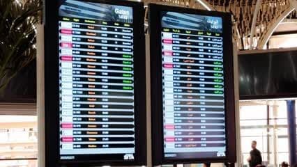 Flight display screen at Baghdad International Airport