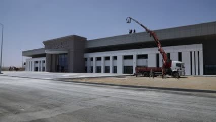Mosul Airport facade, front view, wide shot