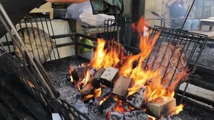 Masgouf fish, prepared on wood