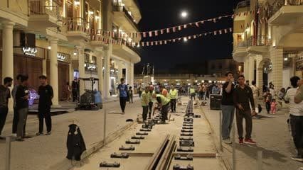 شارع الرشيد بحلته الجديدة , تركيب سكة الترام