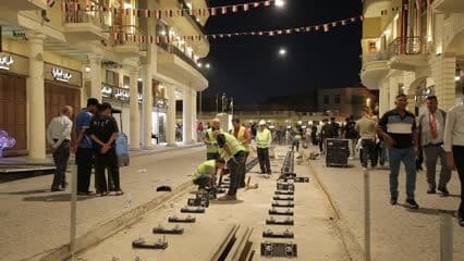 تركيب سكة حديد الترام , شارع الرشيد