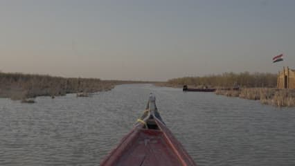 اهوار الجبايش , قارب , بيوت قصب