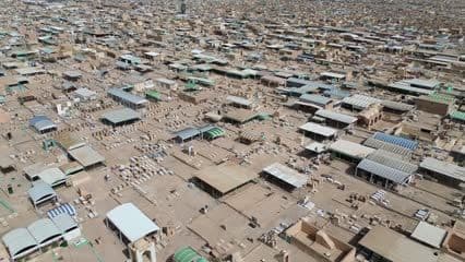 Wadi al-Salam Cemetery, Najaf, aerial view of the graves
