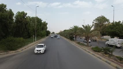 Green Belt Street, Cars, Trees, Forward Traffic
