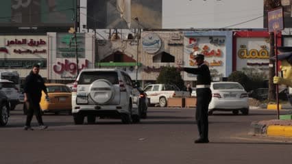 Traffic police officer, regulating traffic flow
