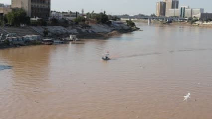 Tigris River, seagulls, boat