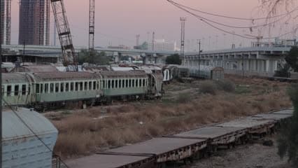 Train station, train wagons